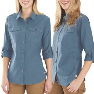 Carhartt Women's Rugged Flex Relaxed Fit Lightweight 3/4 Sleeve Work Shirt, Sz S